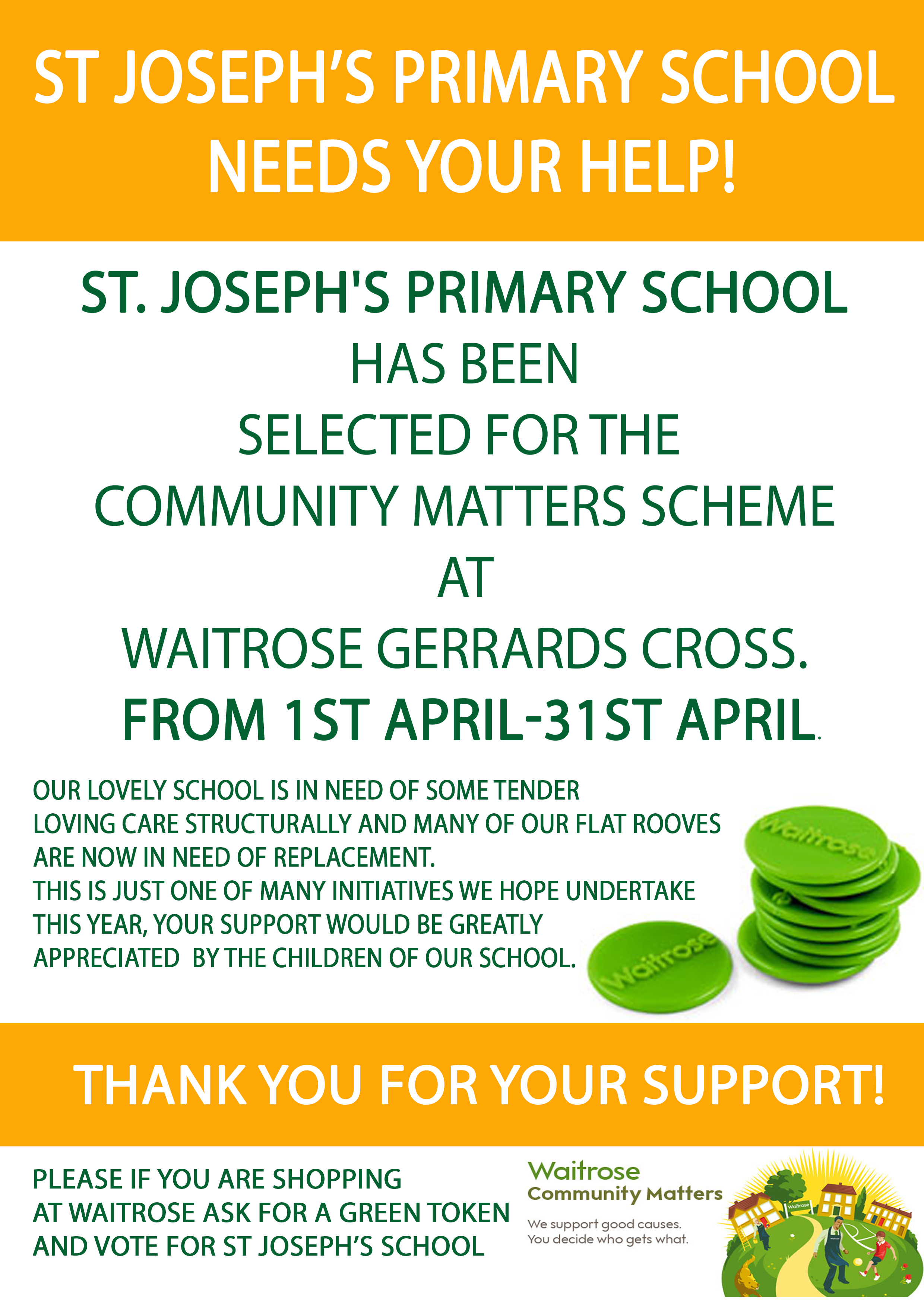 Green Tokens for St Joseph's School